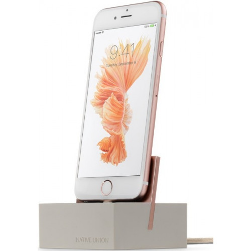 Докстанция Native Union Dock+ Lightning Stone/ Rose Gold (DOCK+-IP-CABLE-STO)